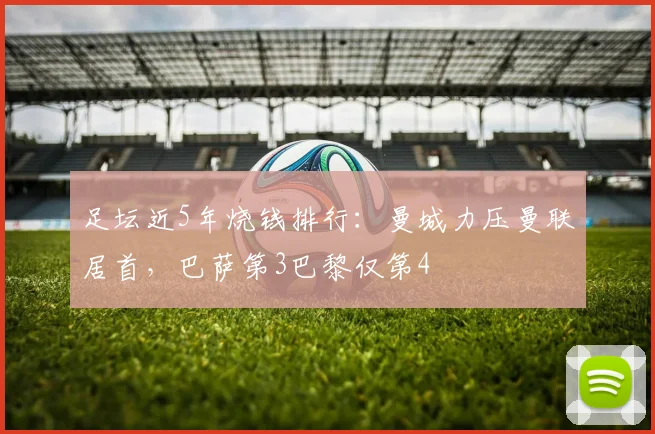 足坛近5年烧钱排行：曼城力压曼联居首，巴萨第3巴黎仅第4